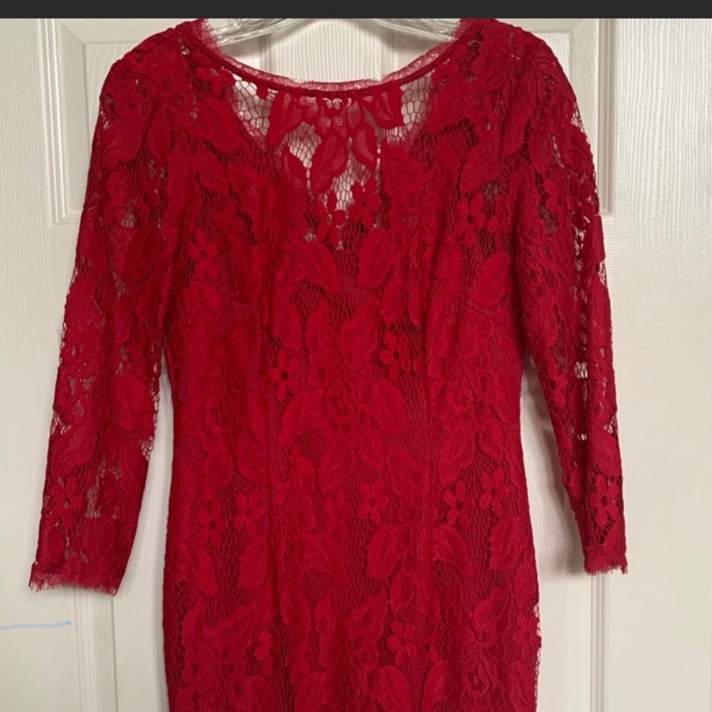 Adrianna Papell Red mini lace dress